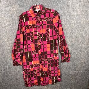 Trina Turk 100% Silk Colorful‎ 70s Shirt Dress Size 2